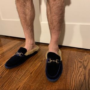 Steve Madden velvet/faux fur slip on mules - 12